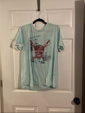 Light Blue Graphic Skull Short Sleeve Tee